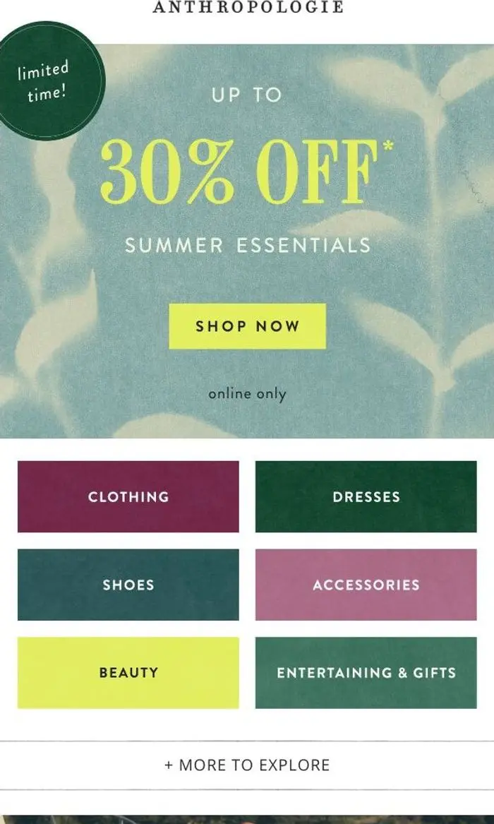 Anthropologie: Up to 30% off Celandine, beauty, home & more