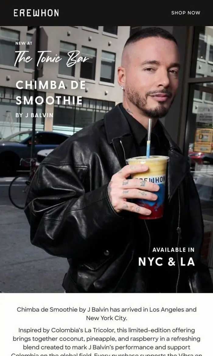 Erewhon: Chimba de Smoothie by J Balvin