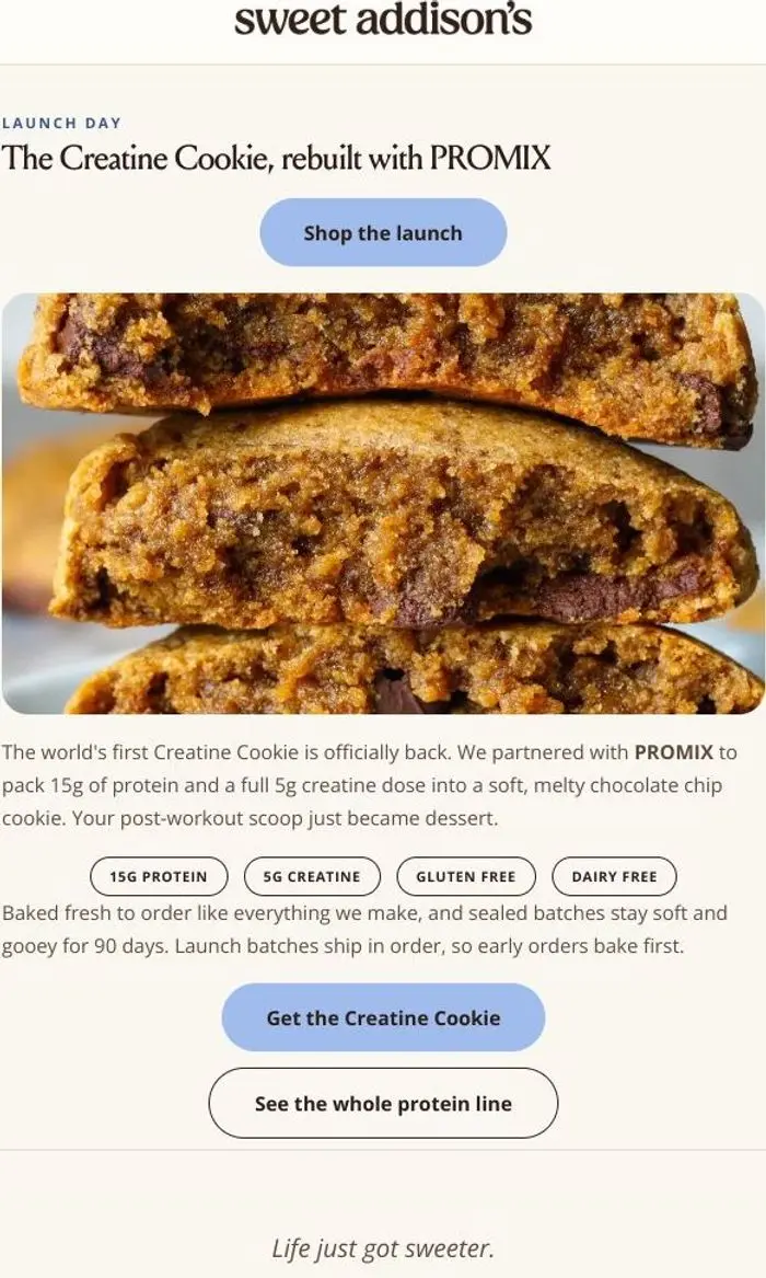 Sweet Addison's: It's live: the PROMIX Creatine Cookie. 15g protein, 5g creatine.