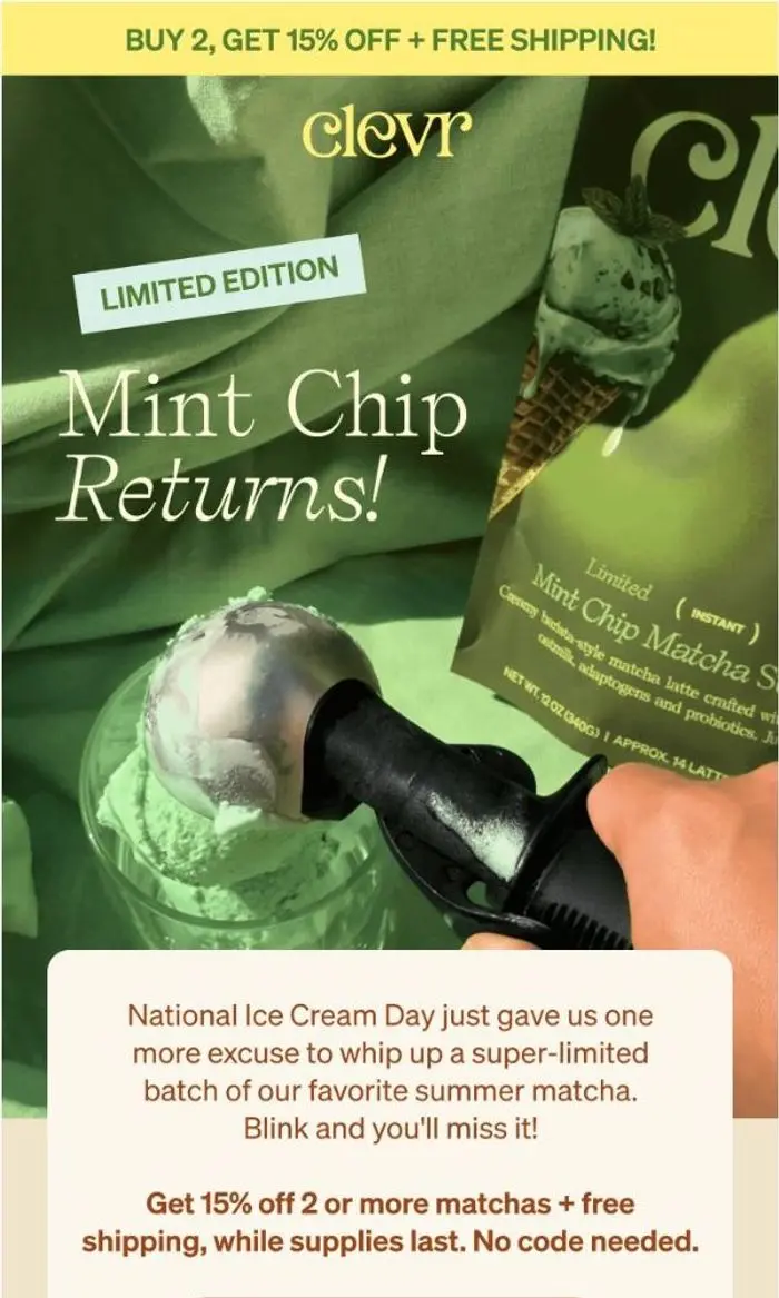 Clevr Blends: Three words: Mint. Chip. Matcha.