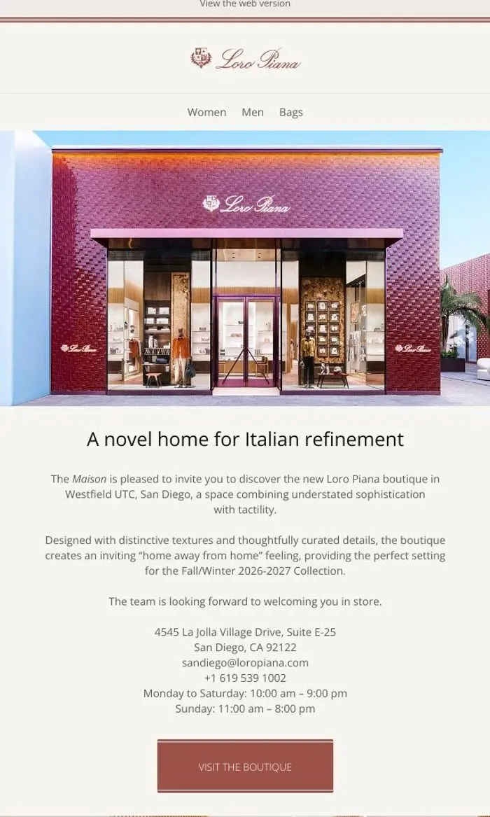 Loro Piana: Presenting the first San Diego boutique