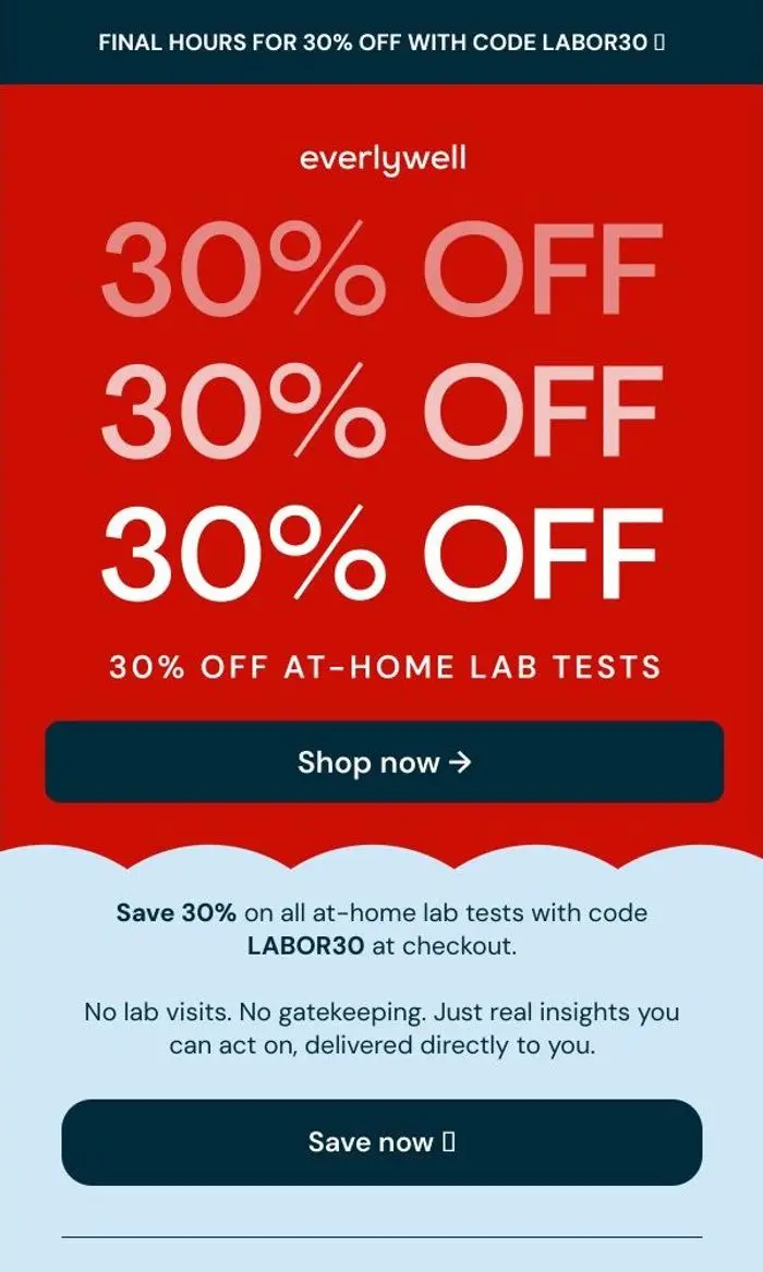 Everlywell: Final hours: 30% off ends tonight