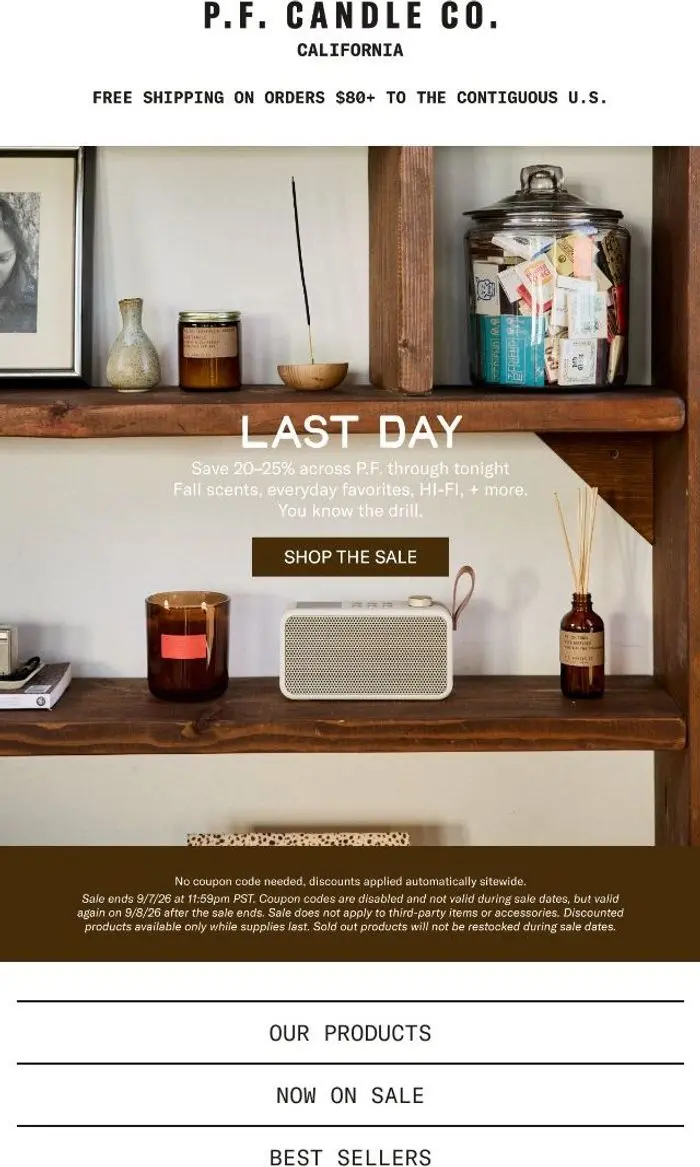 P.F. Candle Co: Last call: up to 25% off