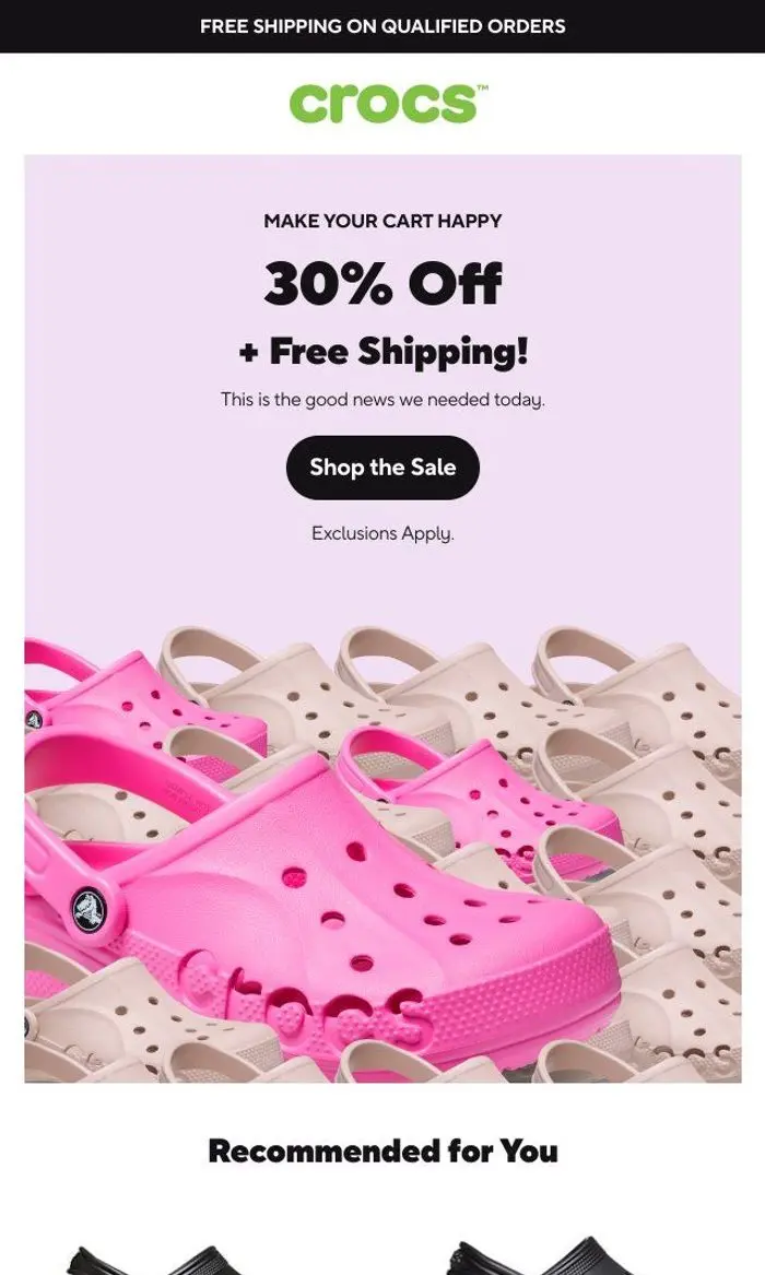 Crocs: 30% Off. Free Shipping. No Brainer.