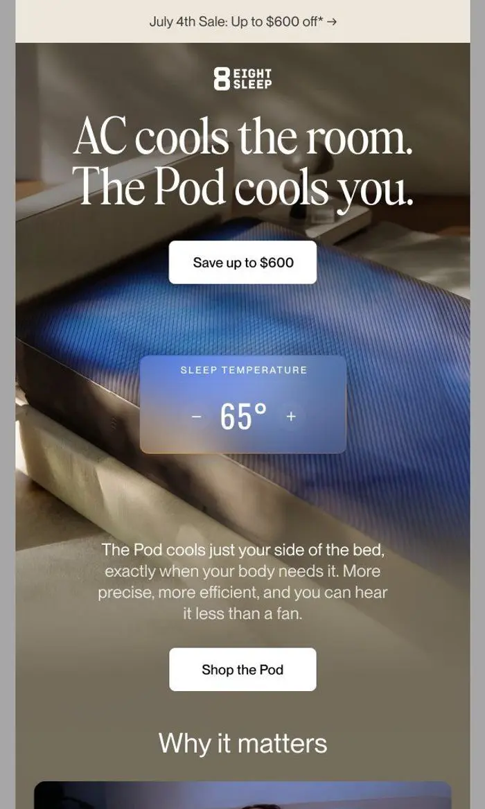 Eight Sleep: AC cools the room. The Pod cools you*