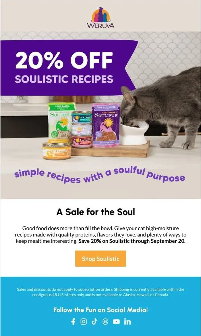 Weruva: 20% Off is Good for the Soul 💜🐱