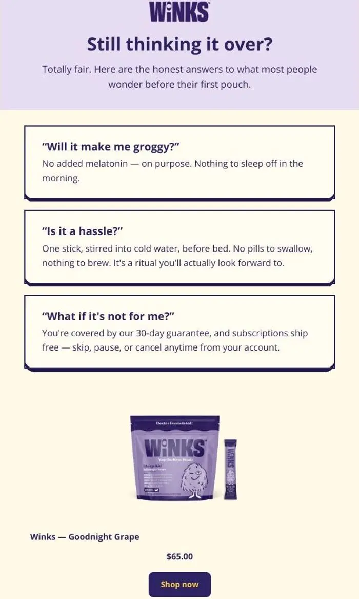 Winks: Still thinking it over?