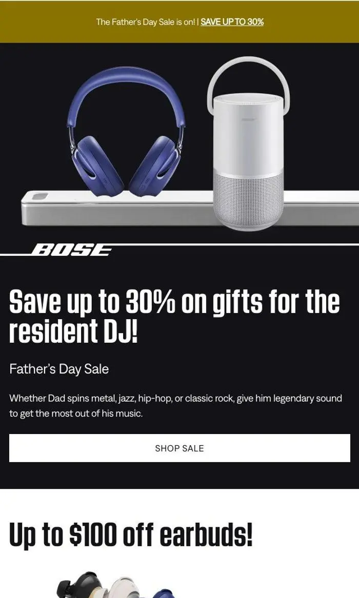 Bose: Save up to 30% on gifts for Dad!