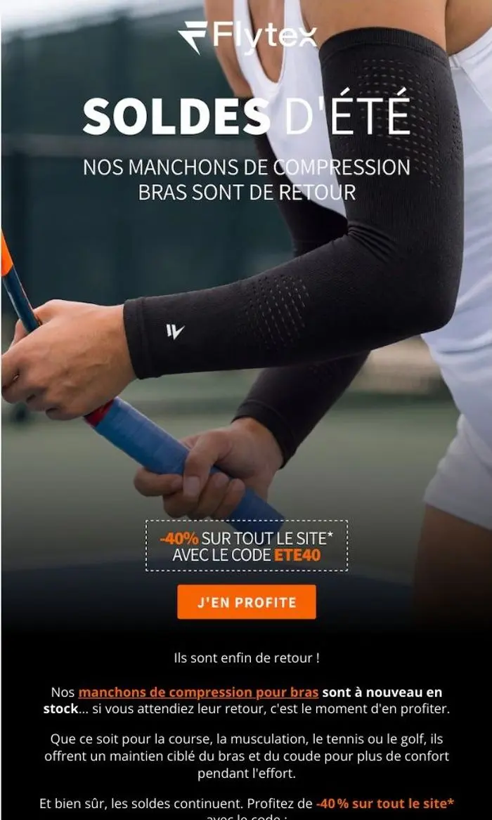 Flytex: Retour en stock : les manchons de compression bras 🔥