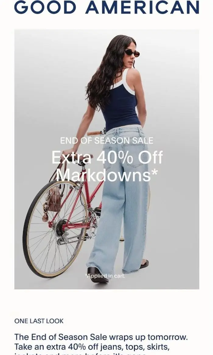 GOOD AMERICAN: Ends tomorrow: Extra 40% off markdowns