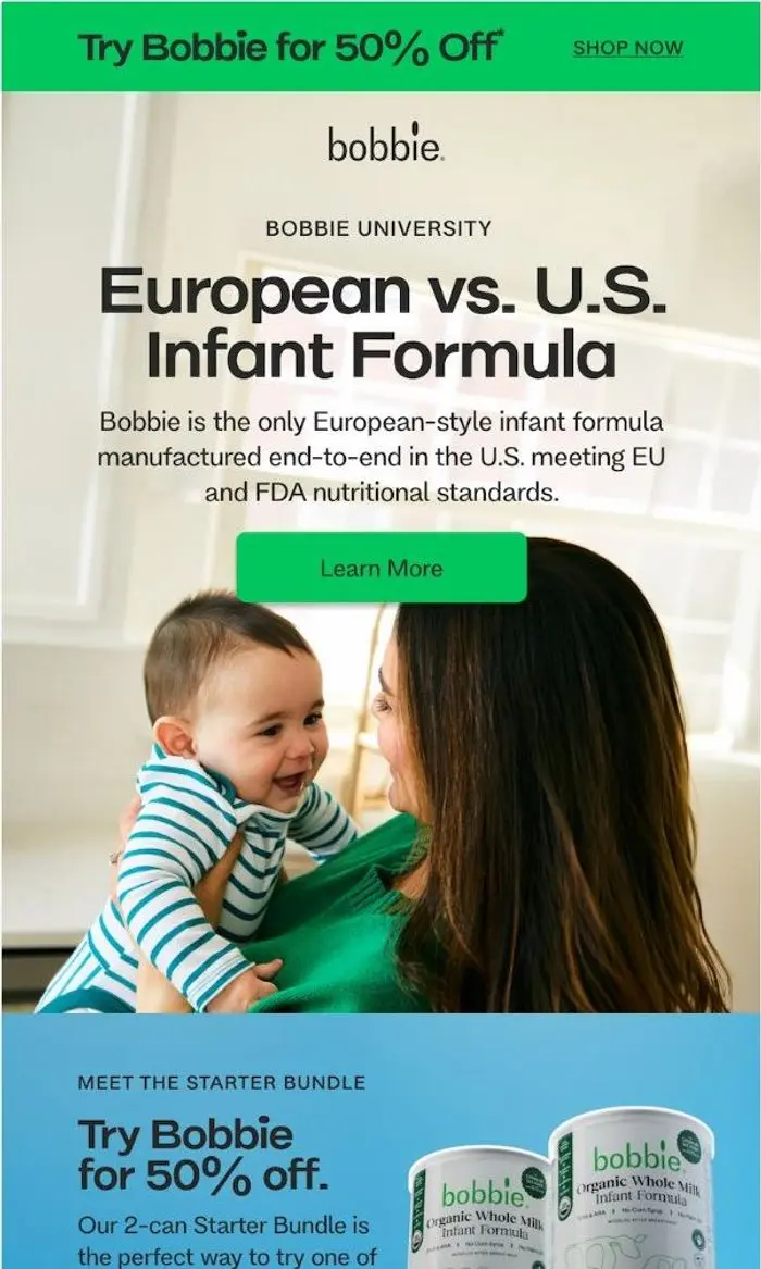 Bobbie: European vs. American baby formula 🇪🇺 🇺🇸