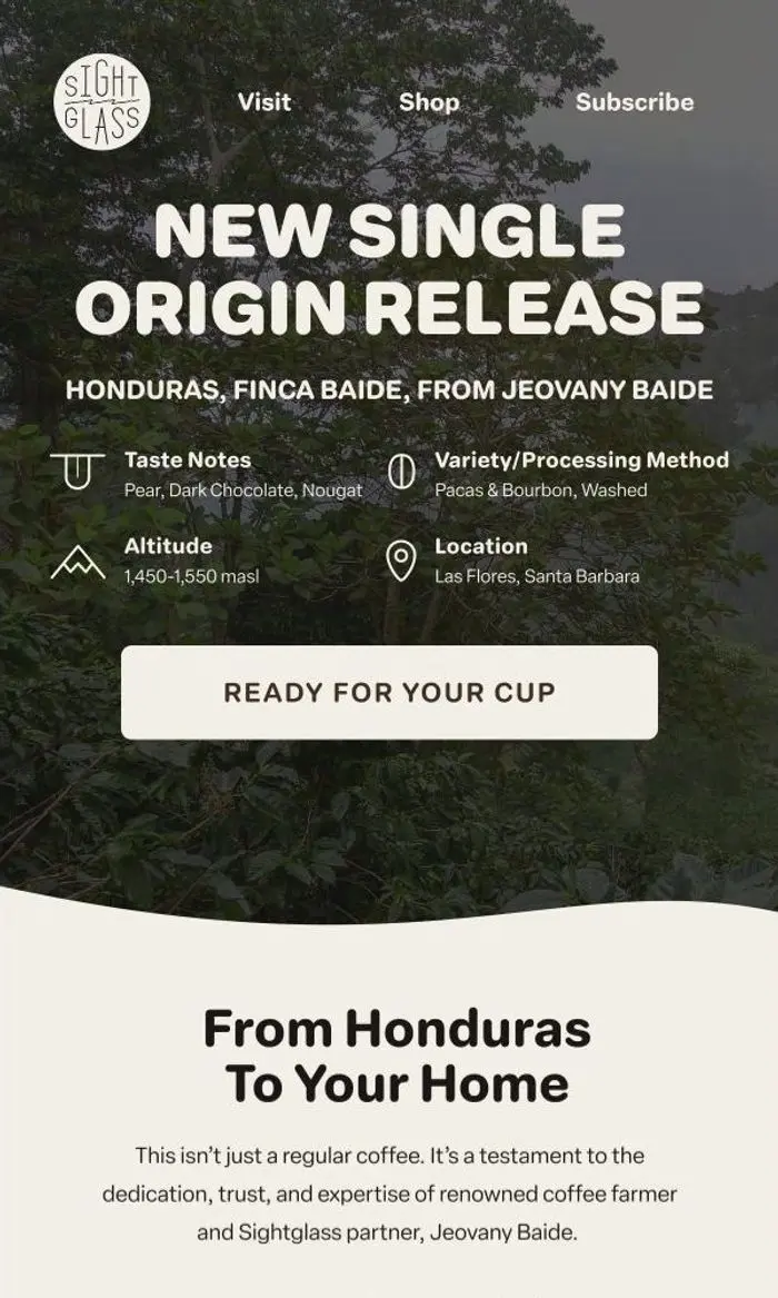 Sightglass Coffee: Now pouring: Honduras, Finca Baide, from Jeovany Baide