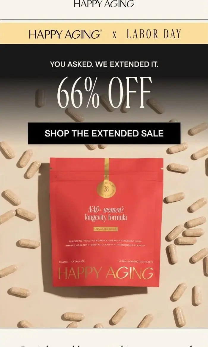 Happy Aging: Extended: up to 66% OFF, through the weekend