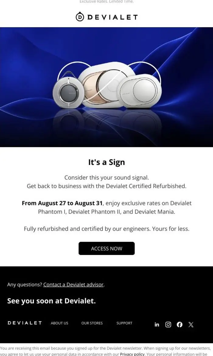 DEVIALET: Devialet Certified Refurbished Is Back. 5 Days Only.