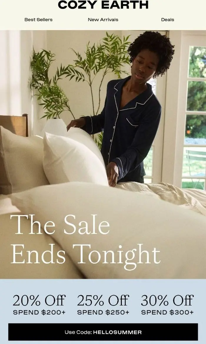 Cozy Earth: 30% Off Ends At Midnight ⏳
