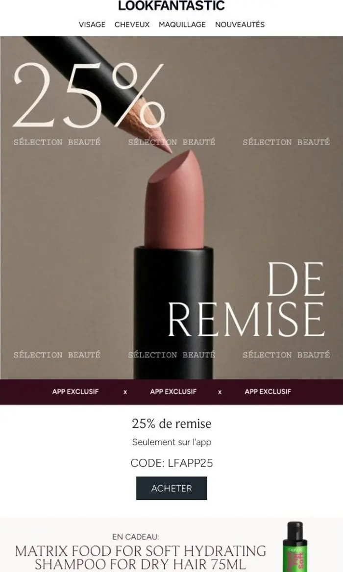 LOOKFANTASTIC: App exclusif | 25% de remise