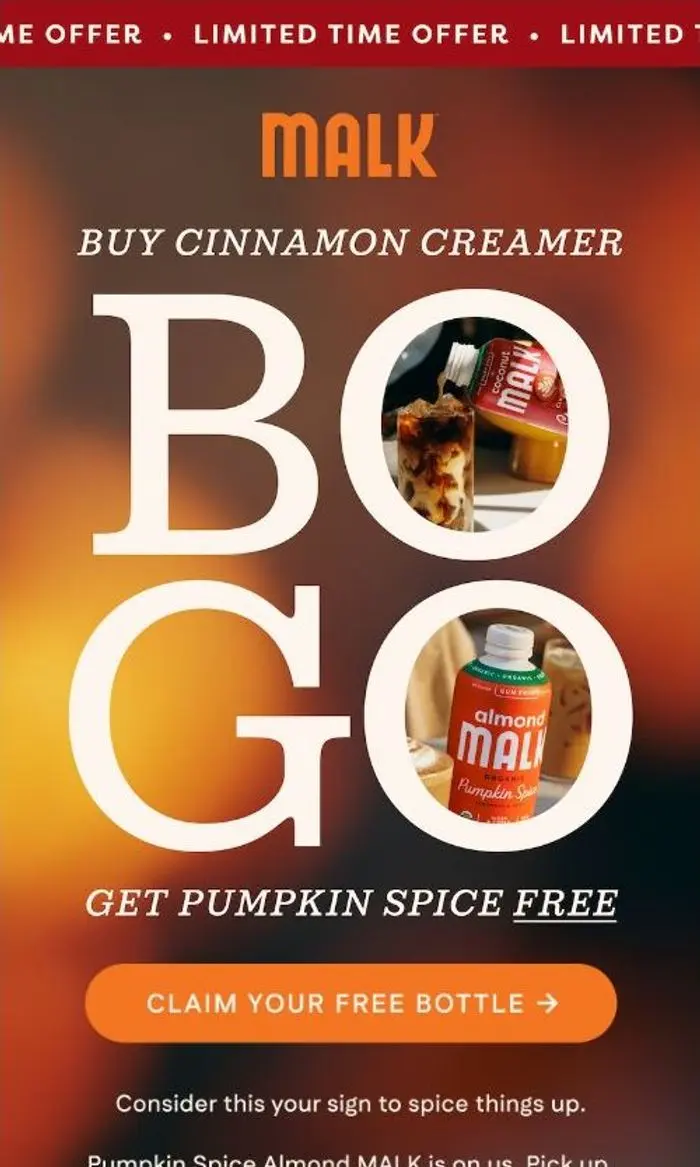 MALK Organics: Pumpkin Spice Almond MALK is on us