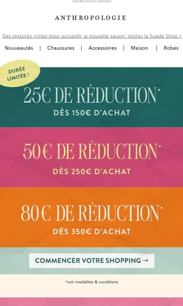 Anthropologie Europe: Jusqu’à -80 € sur vos achats !