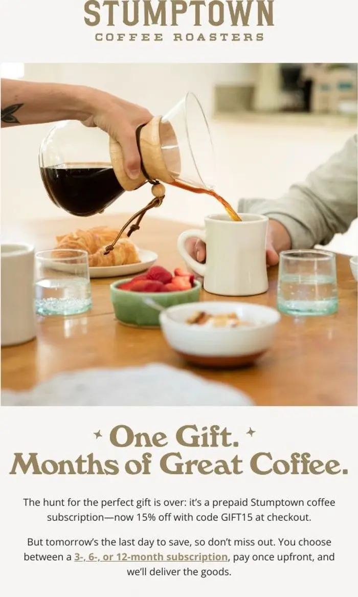 Stumptown Coffee Roasters: Don’t miss your 15% off 👀