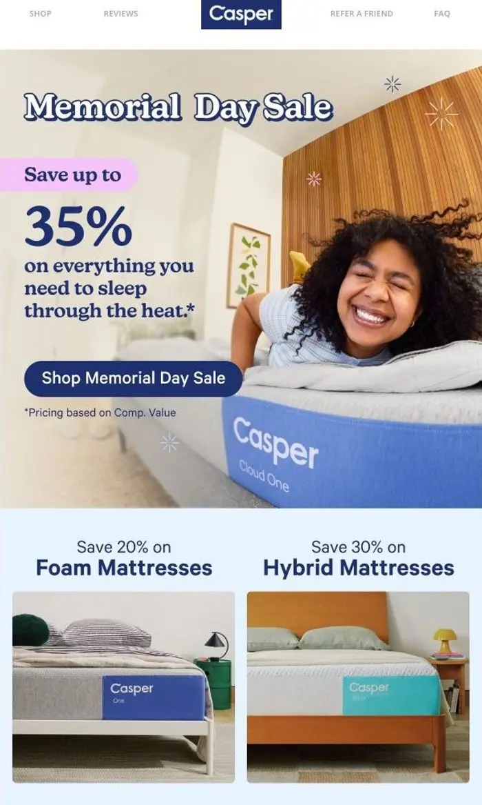 Casper: Save up to 35% on Casper favorites.