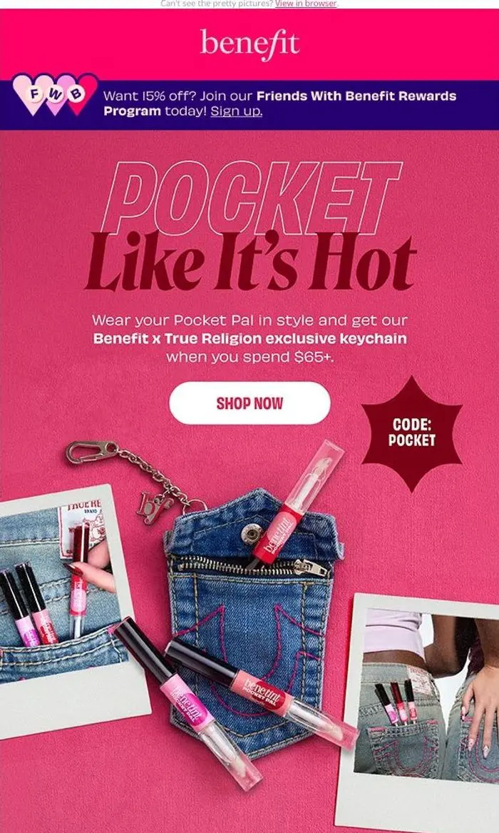 Benefit Cosmetics France: Get in, we’re accessorizing: Free bag charm with purchase  👜 ✨