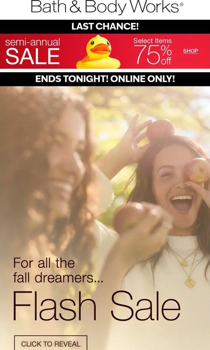 Bath & Body Works: FLASH SALE 📸 ends tonight!