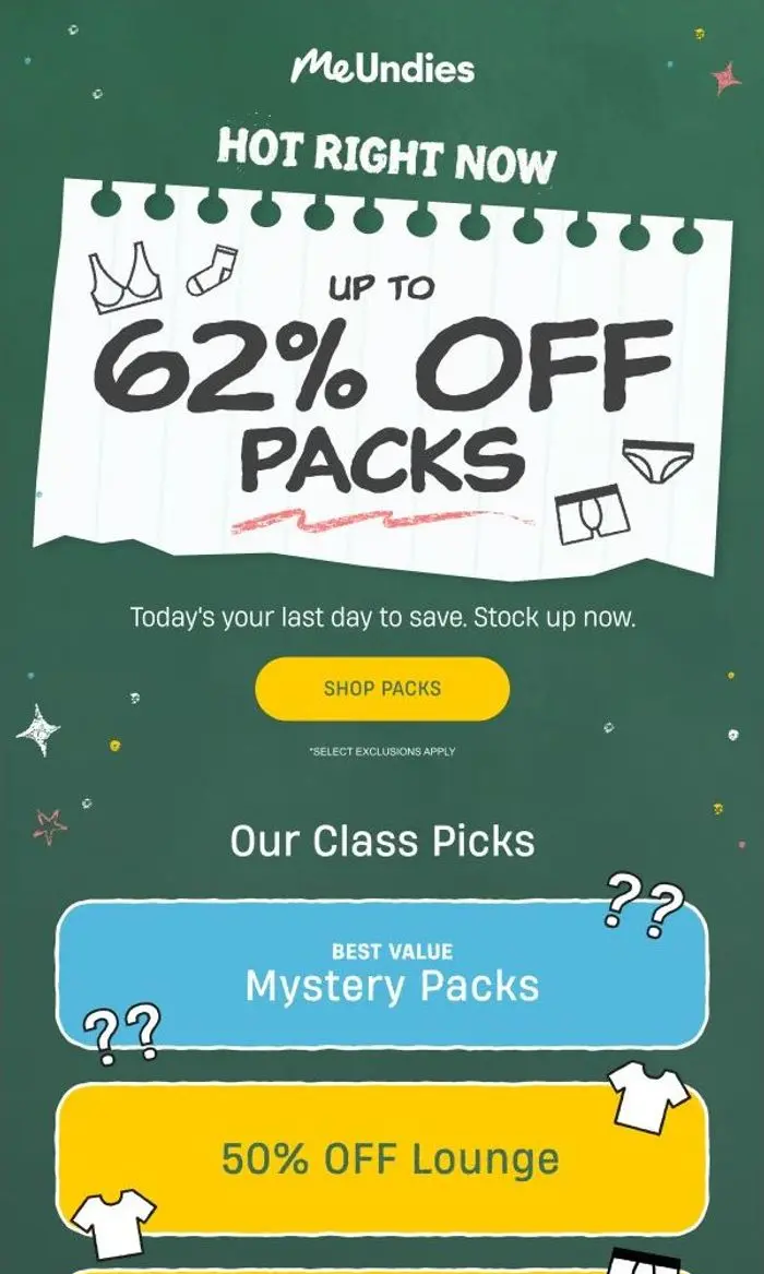 MeUndies: Selling Fast: Up to 62% off With Packs