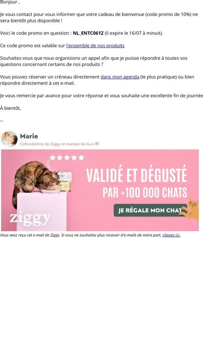 Ziggy: Votre code promo expire bientôt !
