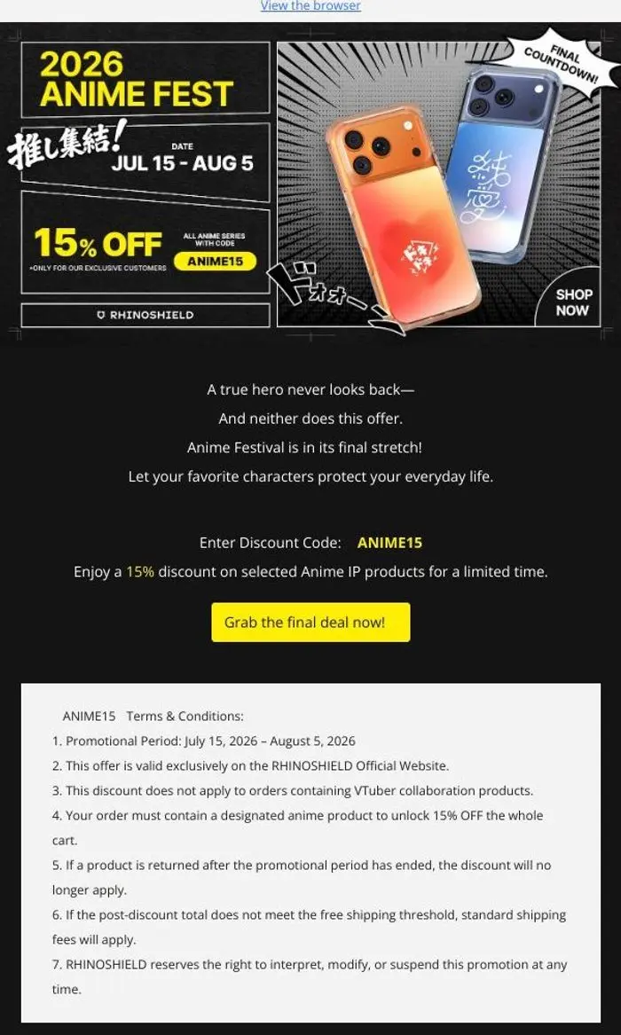 RHINOSHIELD IO: ⏳ The Final Countdown! 15% Off Anime Collections is Ending Soon 💥