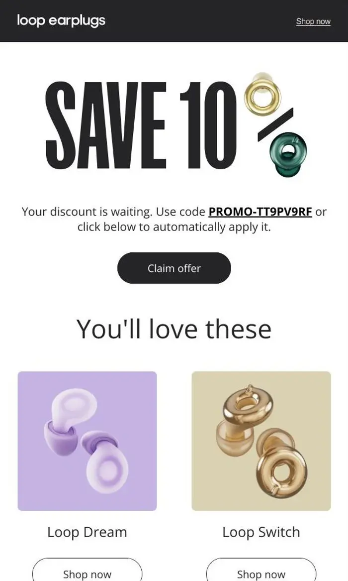 Loop Earplugs: 24 only: 10% off