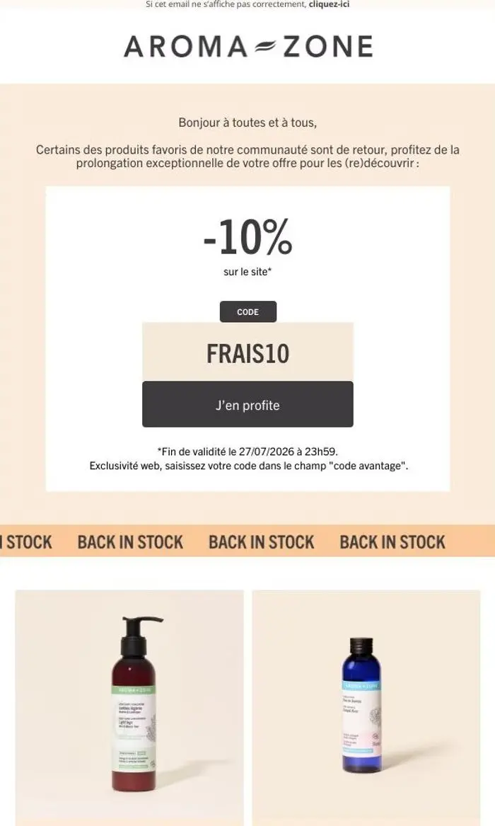 Aroma Zone: Dernières heures : -10% sur le site