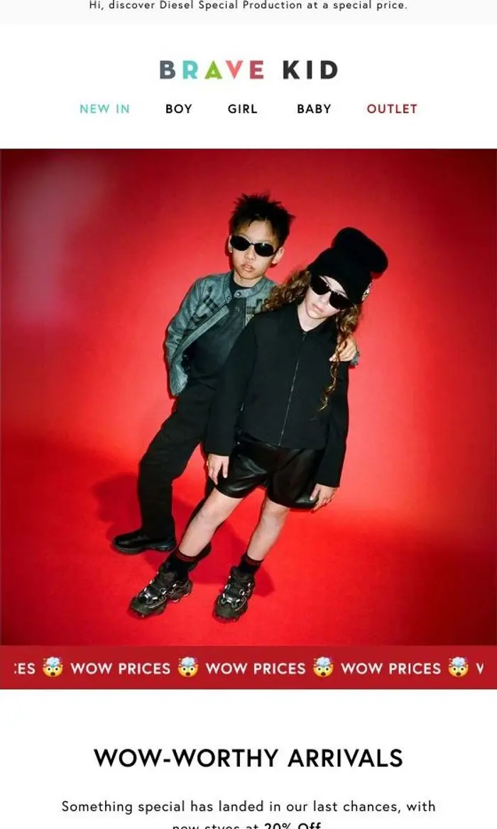 Brave Kid: Wow Prices | New Arrivals Up to 20% Off + Extra 10% Off