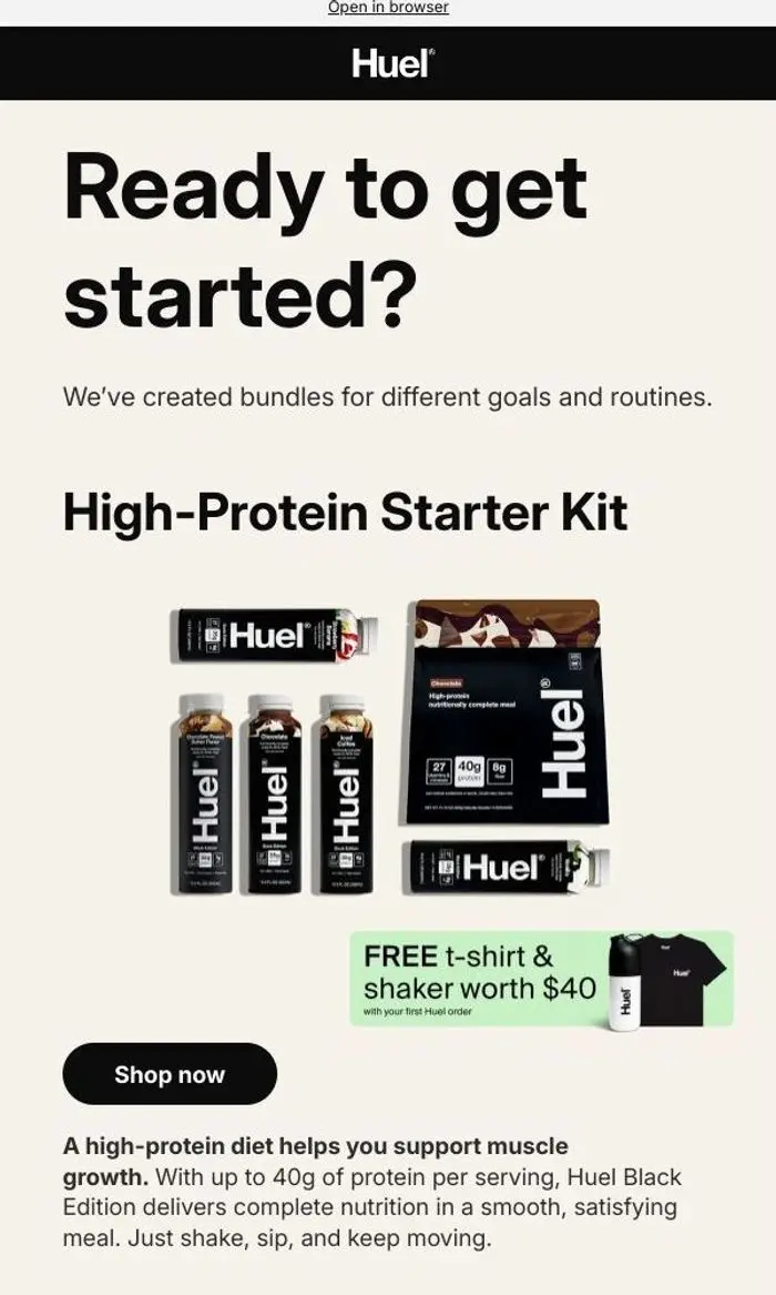 Huel: Try more with Bundles.