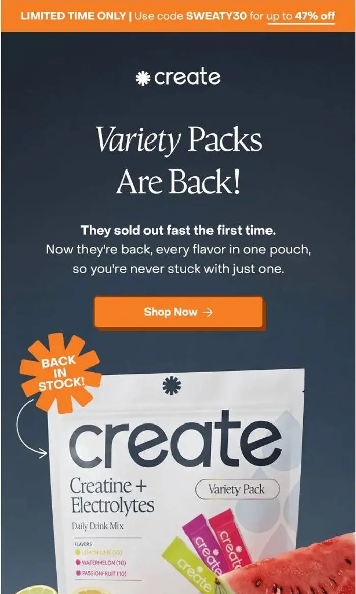 Create: Variety Packs are back, and 47% off! 🚨