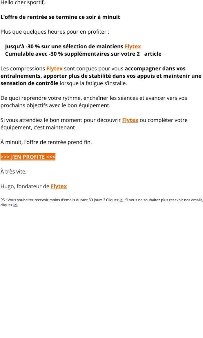 Flytex: Plus que quelques heures : jusqu'à -30%
