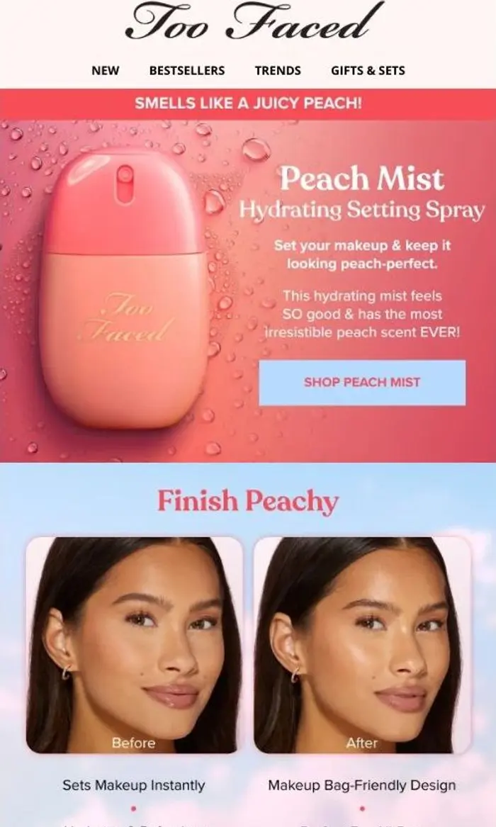 Too Faced Cosmetics: That “I Drink Water” Look 🍑