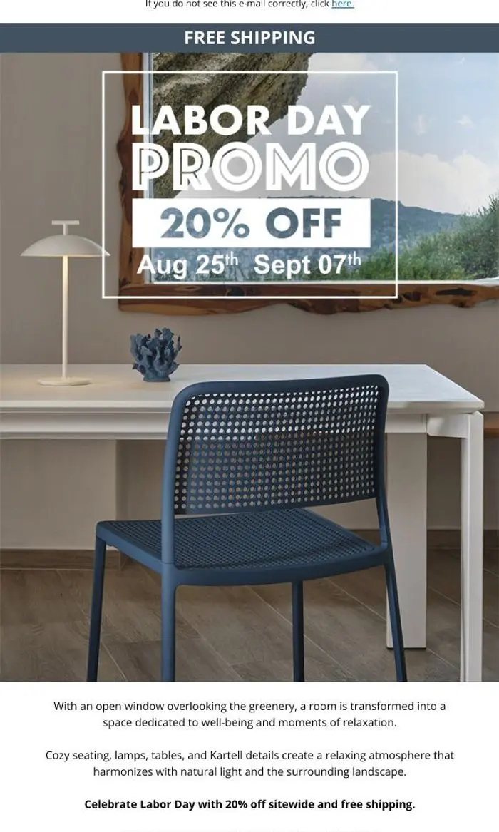 Kartell: Labor Day: 20% Off for the Joy of Living