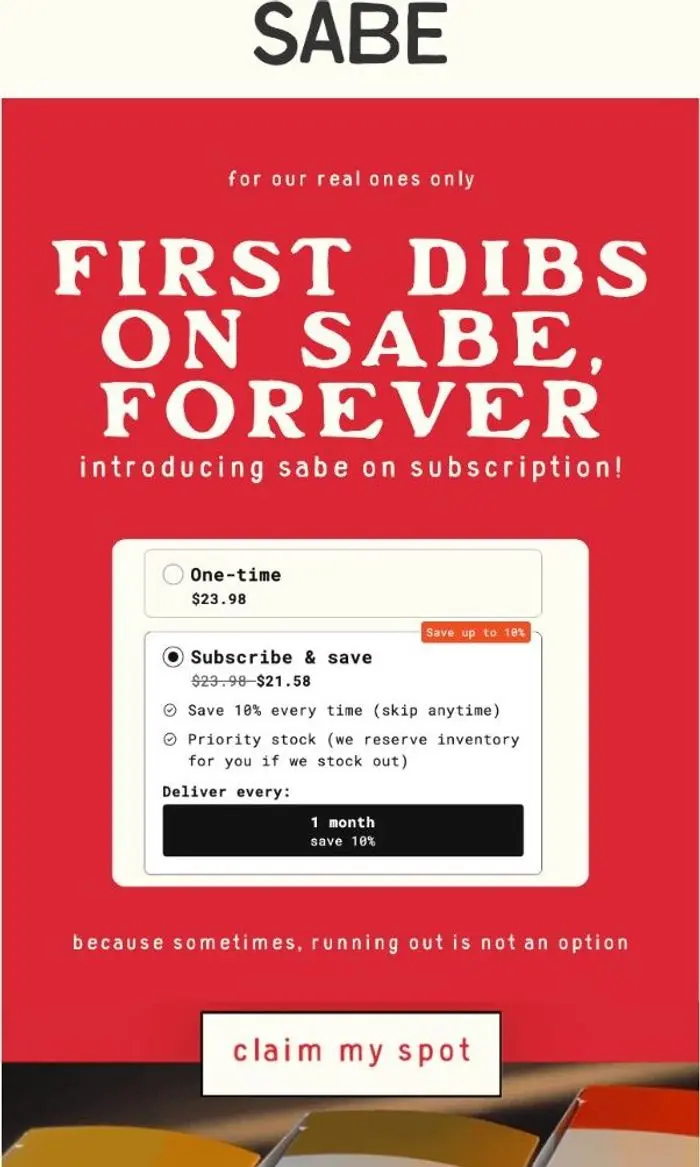 SABE: first dibs on sabe, forever