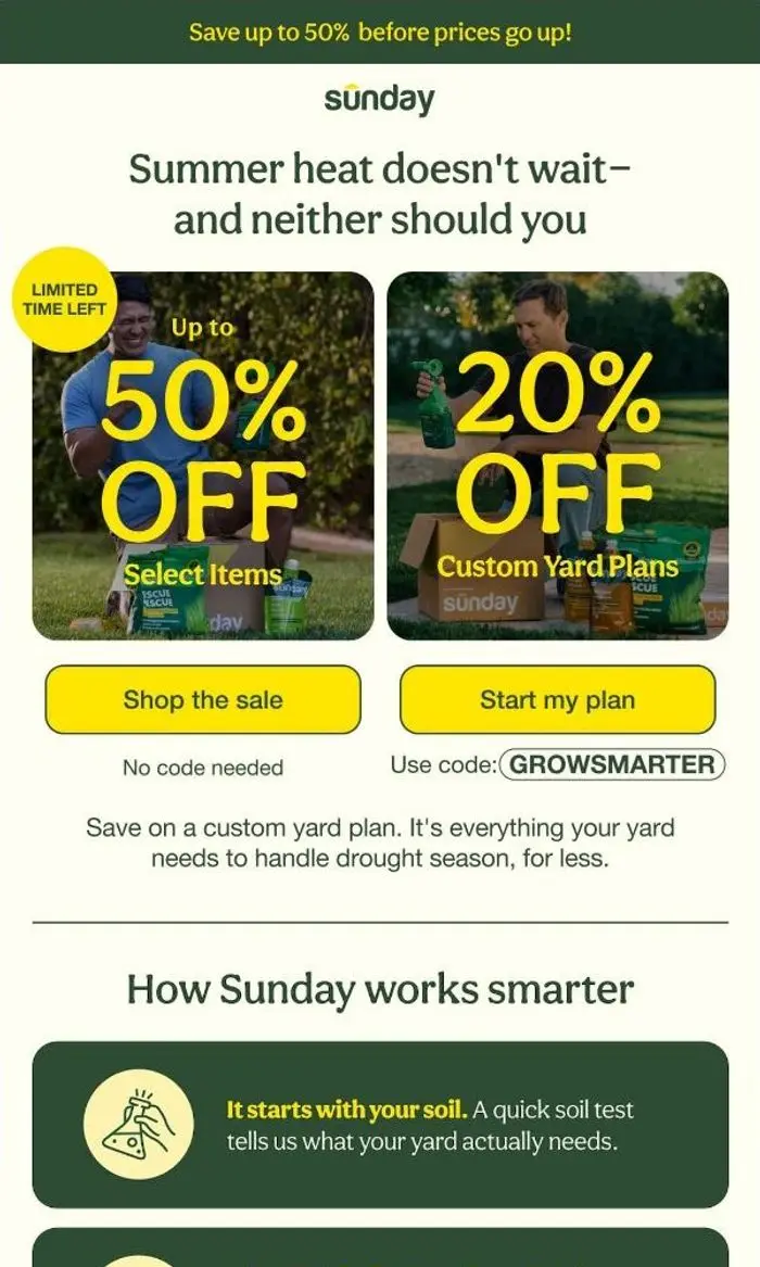 Sunday: Ends Soon: Up to 50% OFF Select Items