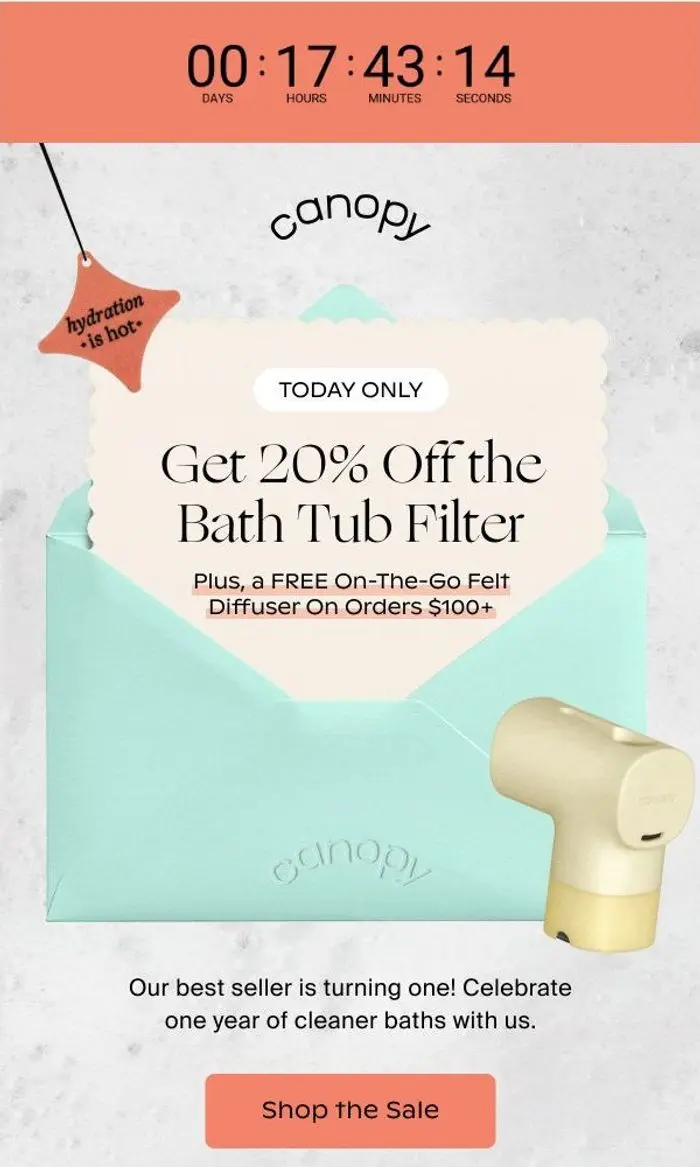 Canopy: FLASH SALE: Bath Tub Filter turns one 🥳