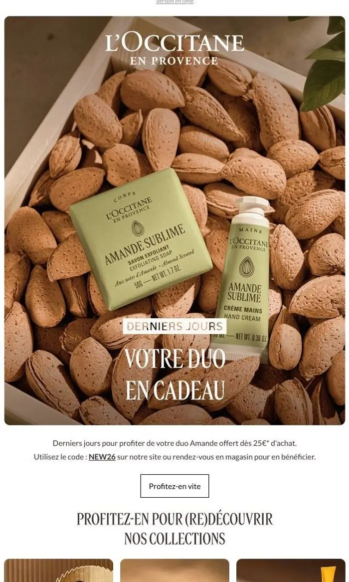 L'Occitane en Provence: Derniers jours pour recevoir votre duo offert