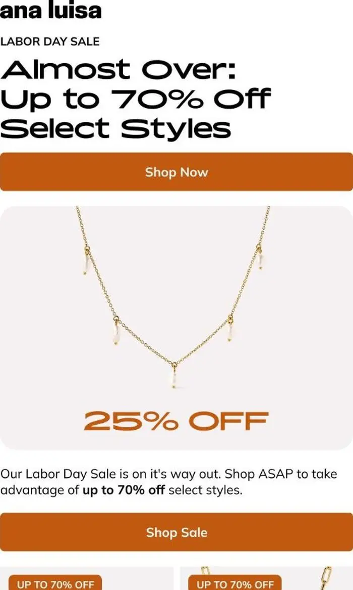 ANA LUISA: ⏳ ENDS SOON: Up to 70% Off ⏳