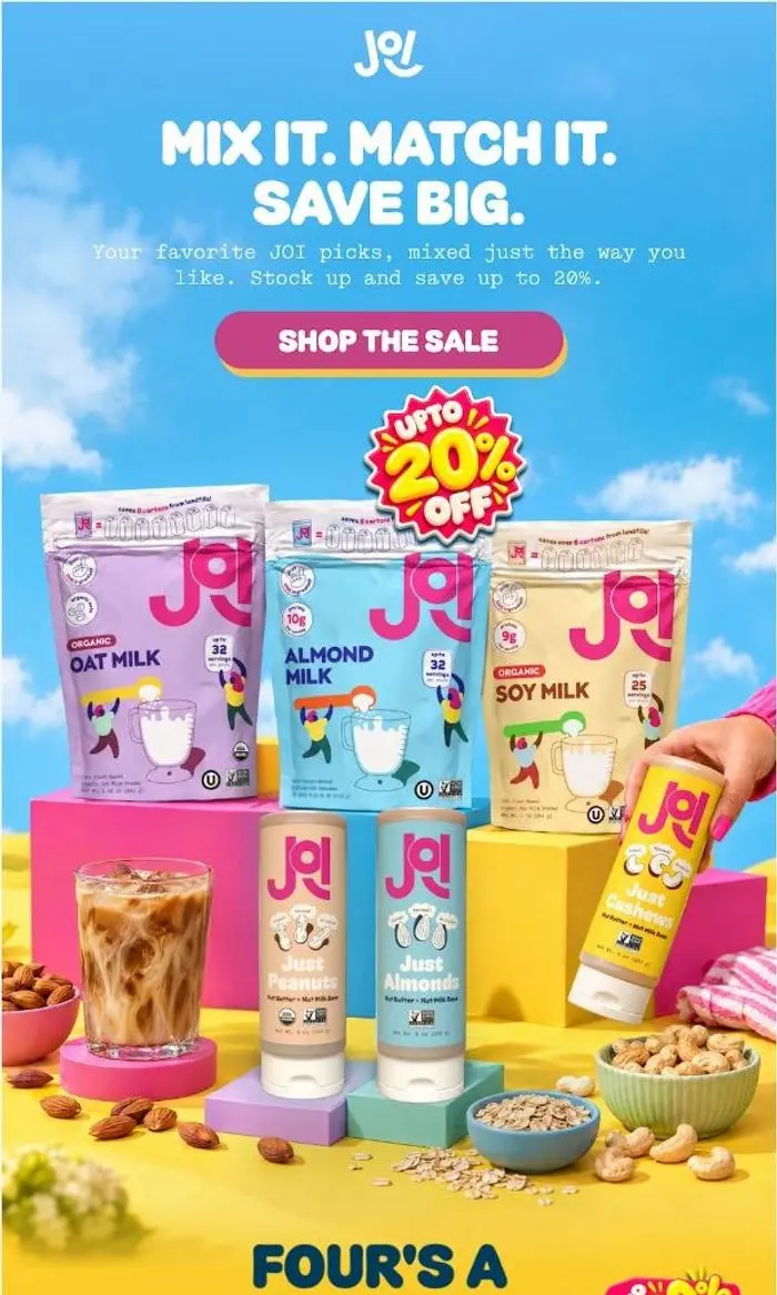 JOI: It's Raining Savings. Up to 20% OFF!