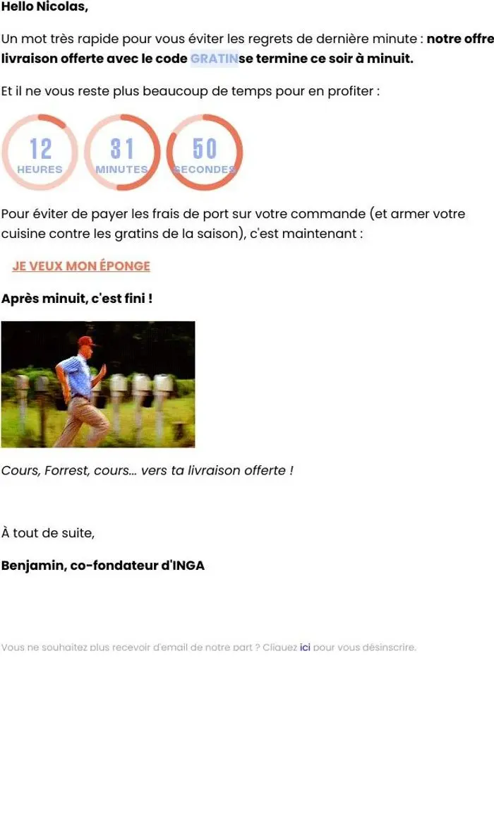 INGA: Dernières heures : la livraison offerte s'arrête ce soir ⏳