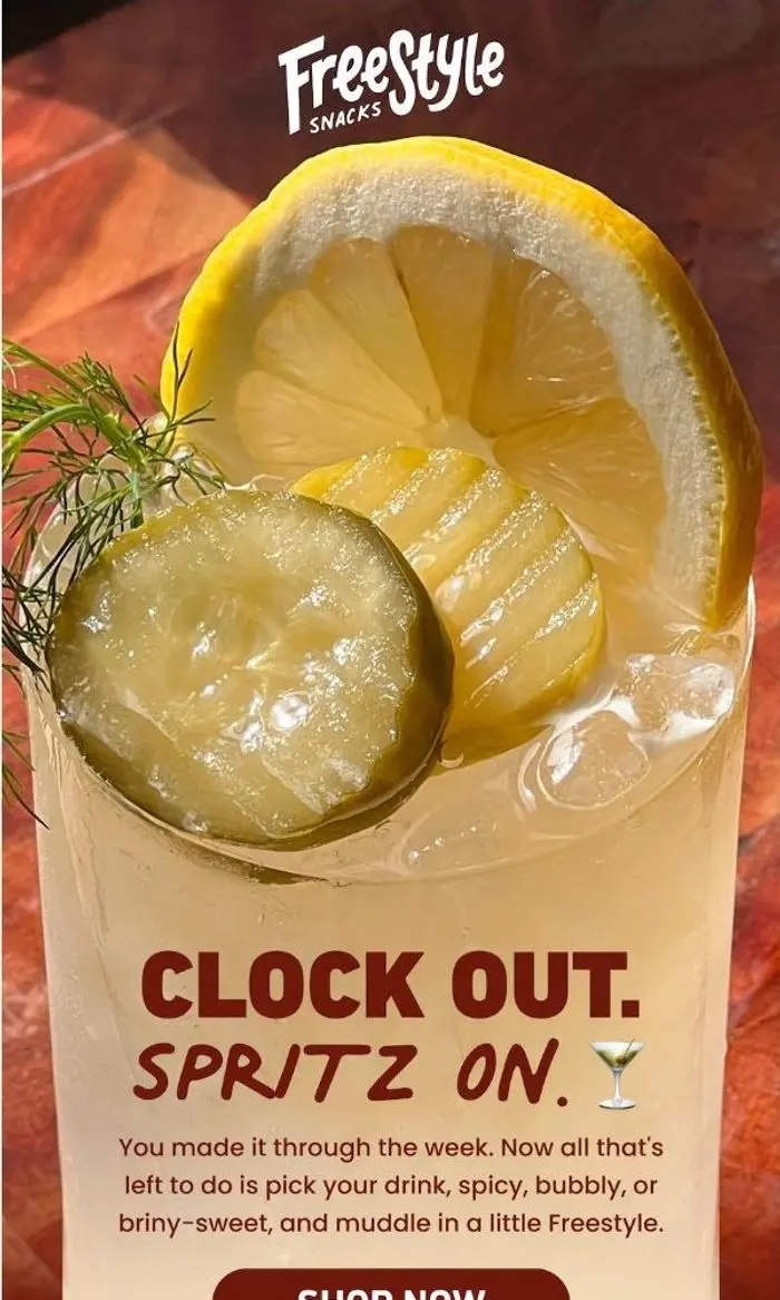Freestyle Snacks: Clock out. Spritz on.🍸