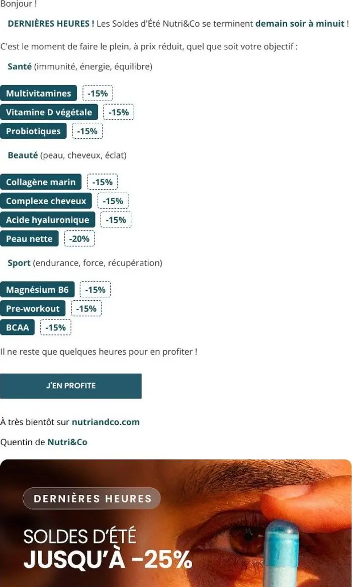 Nutri&Co: Re : Les soldes se terminent dans quelques heures ! 🚨