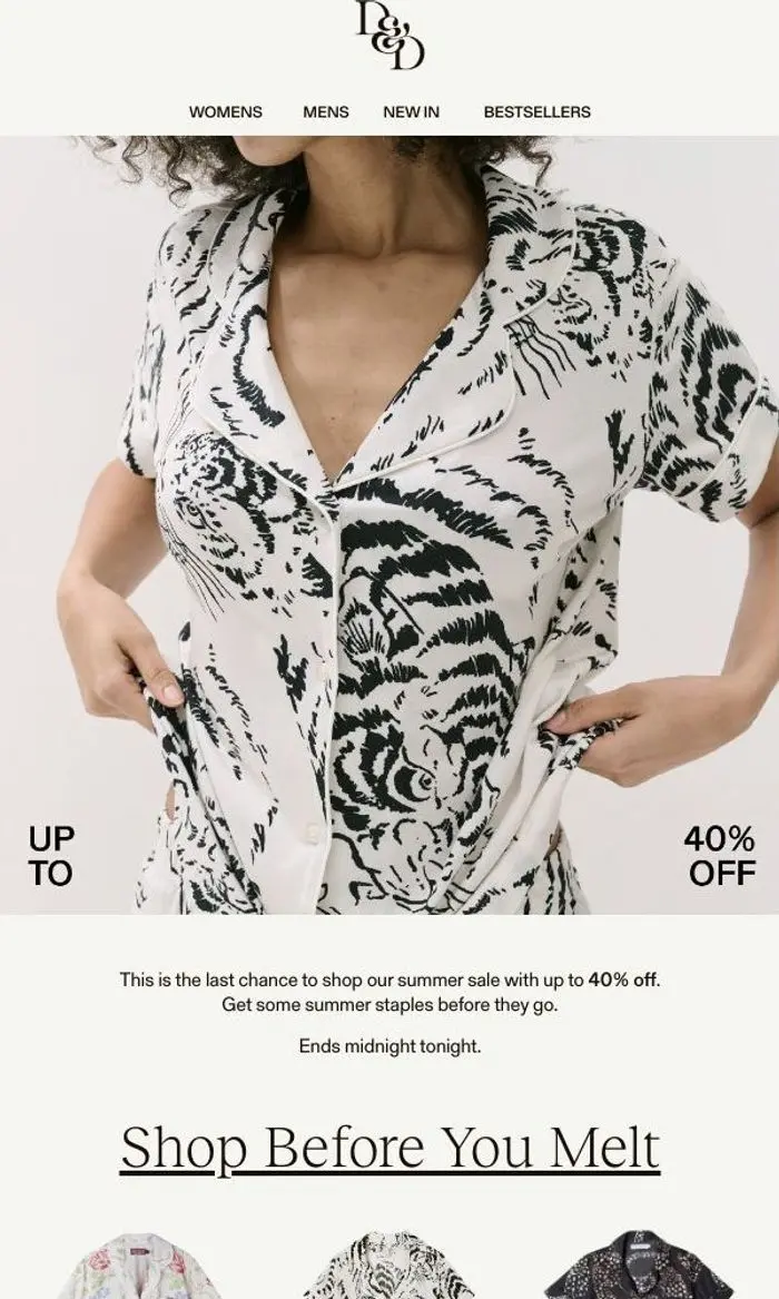 Desmond & Dempsey: Our summer sale ends today, btw