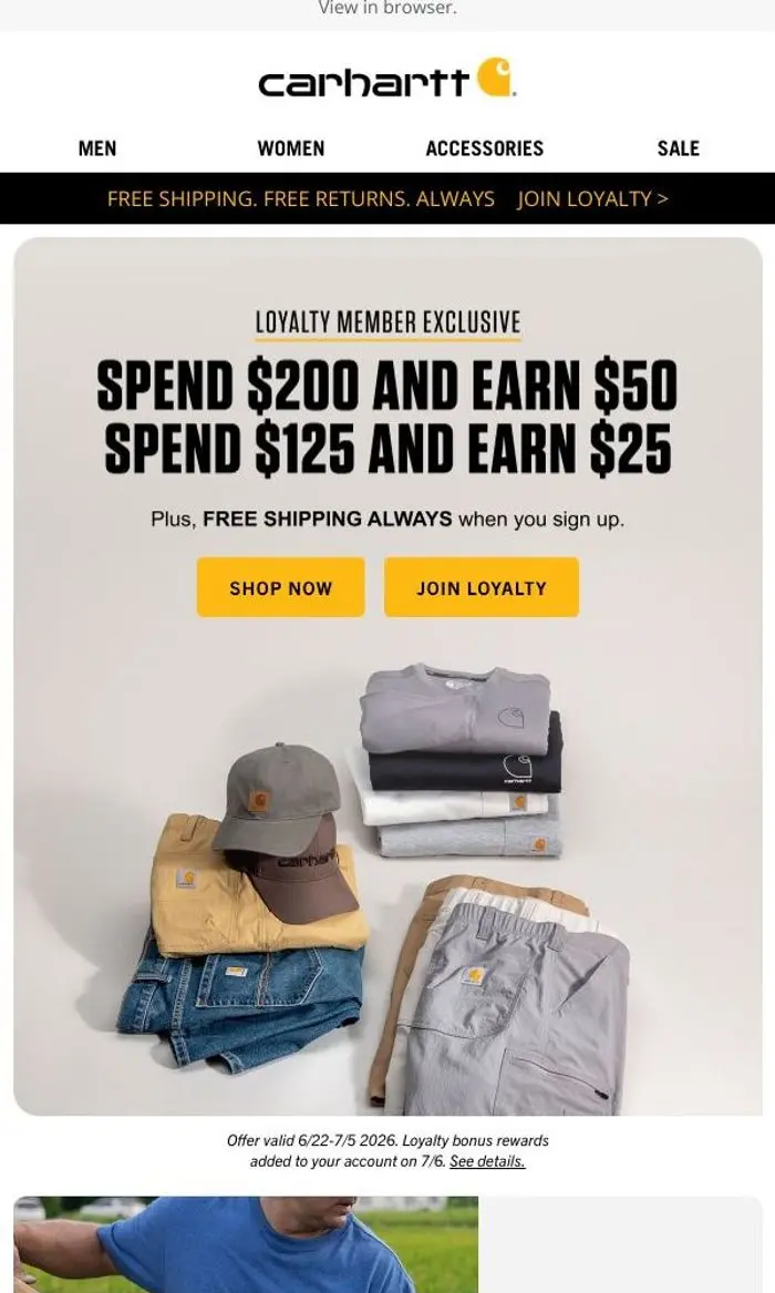 Carhartt: Earn up to $50 in loyalty rewards