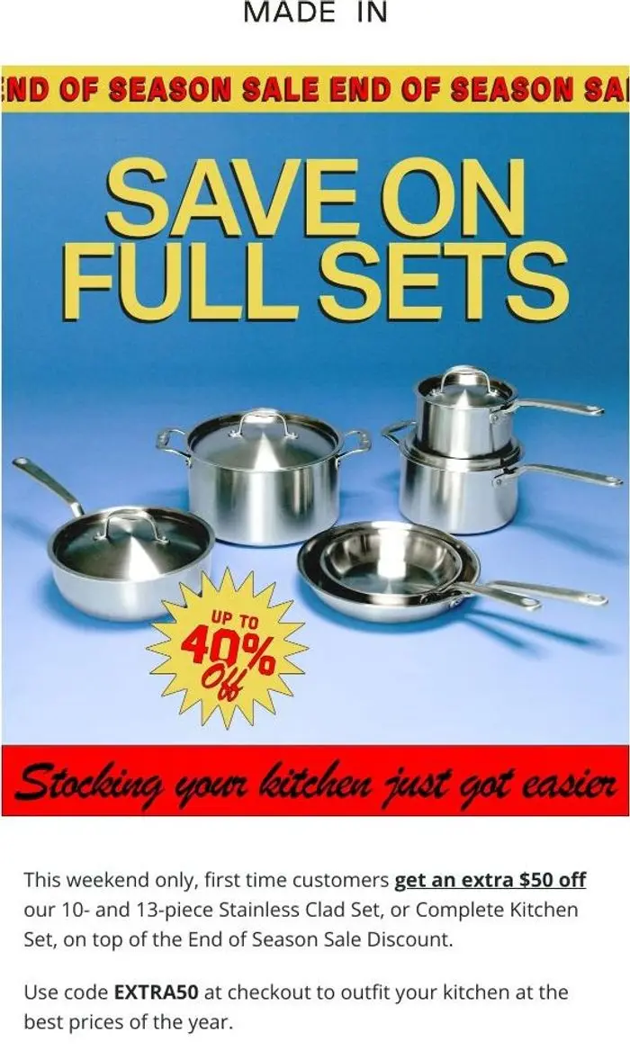 Made In: $50 More Off Cookware Sets - Just For You