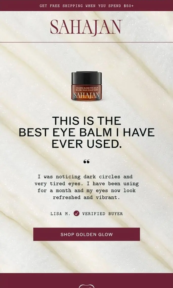 Sahajan: “The best eye balm I’ve ever used.”